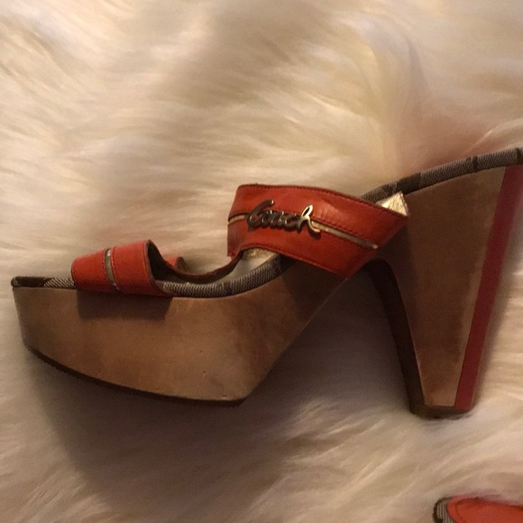 Used - Coach Slide Wedge Leather Sandal Wood Heel - Picture 6 of 6